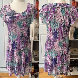 Vintage Floral Pleated Dress